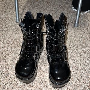 Black shiny Demonia shoes